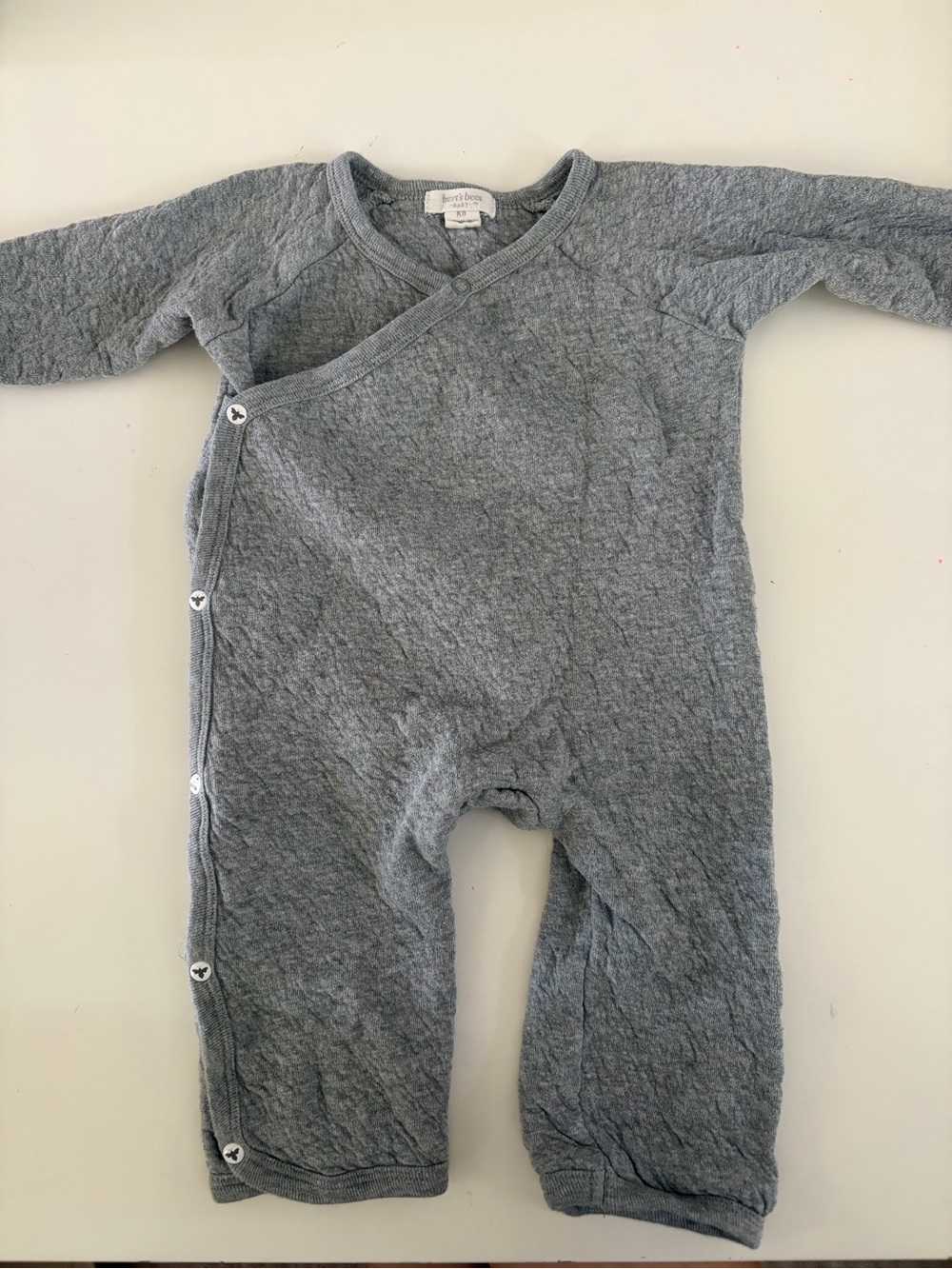 Neutral Gray Quilted Baby One-Piece Romper